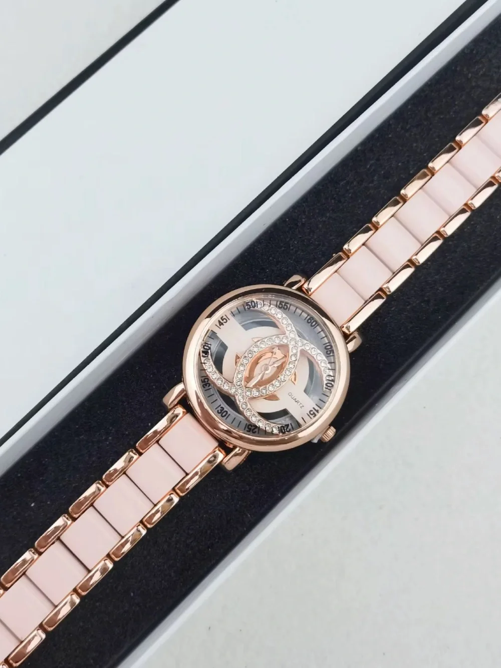 & Other Stories Rose Gold and Blush Ceramic Link Watch